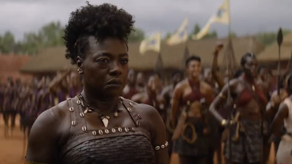 Viola Davis as Nanisca, a Dahomey leader, in The Woman King. Black Women.